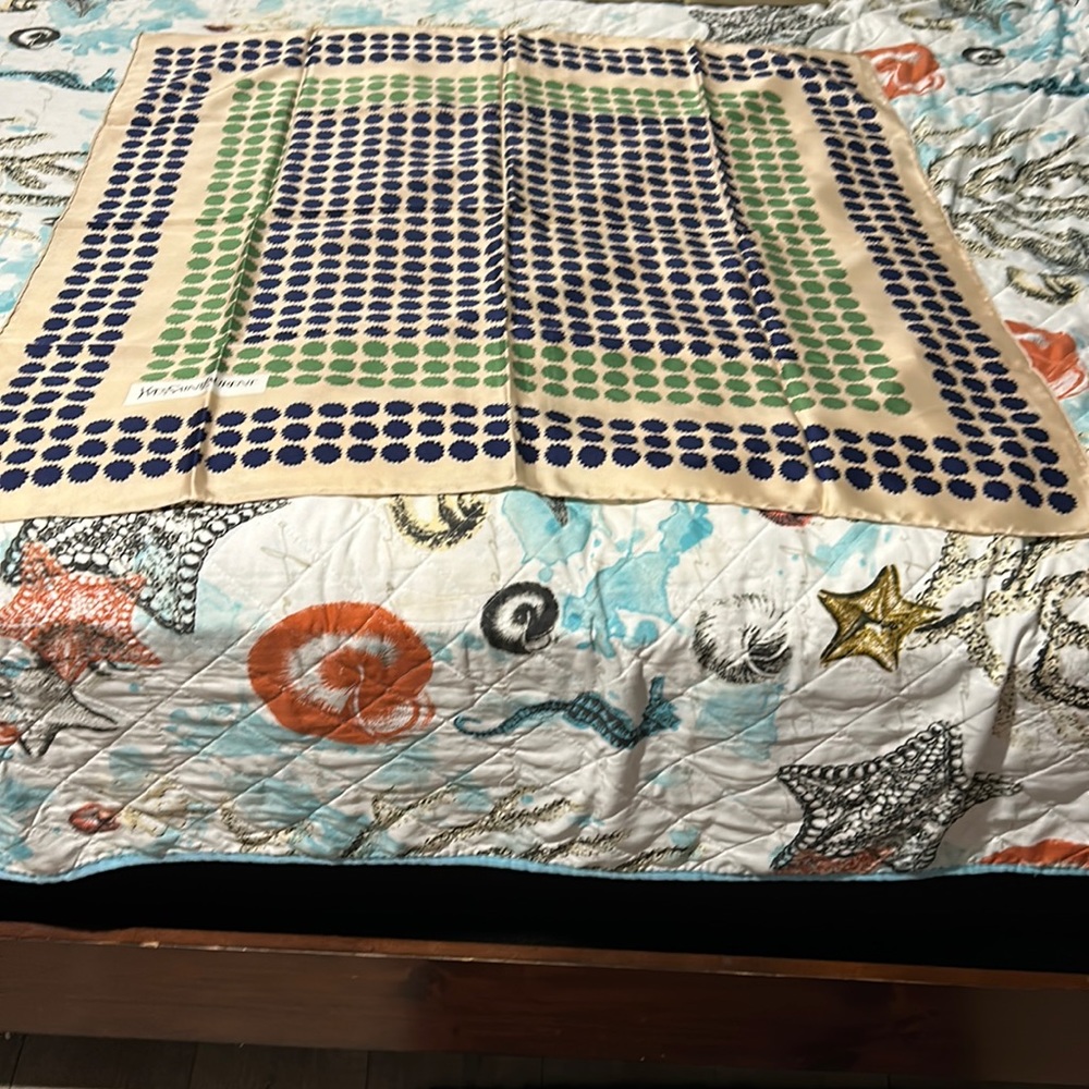 2  YSL Yves Saint Laurent Silk Scarves